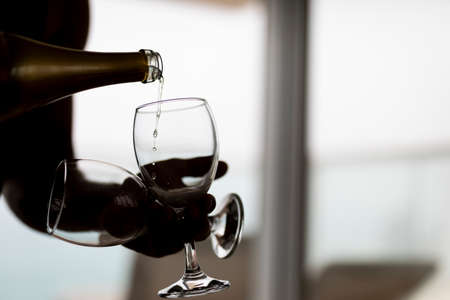 POURING WINE at bars resturant and weddings. also other social events.の写真素材
