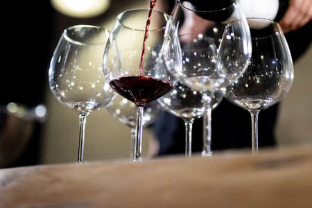 POURING WINE at bars resturant and weddings. also other social events.の写真素材