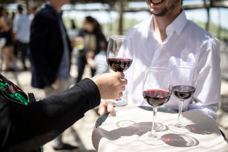 cocktail and wine at social events like party and weddings. served by bartender and waiter.の写真素材