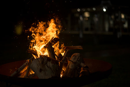 File and flame blue and orange fire in night scene. you can see the fire burning in outside...