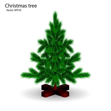 Realistic green christmas tree, with shadow vectorのイラスト素材