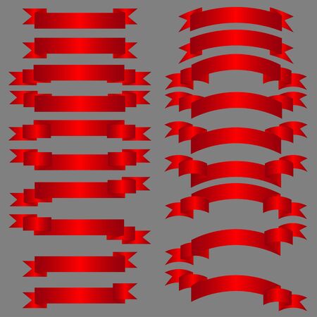 Set of red congratulation ribbons different forms, vectorのイラスト素材
