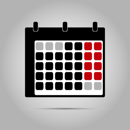 Simple calendar icon flat design on gray backgroundのイラスト素材