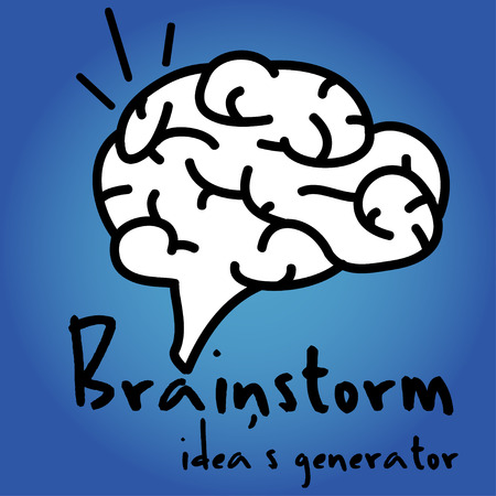 Brain with text on blue background, vectorのイラスト素材