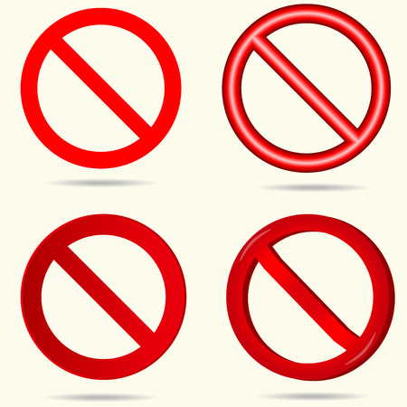 No sign, red circle crossed the red line, vectorのイラスト素材