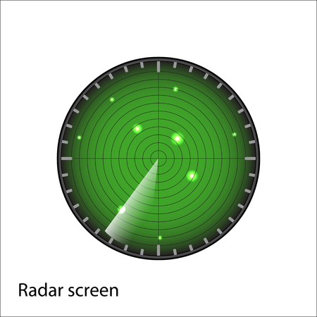 green radar screen on white background vectorのイラスト素材