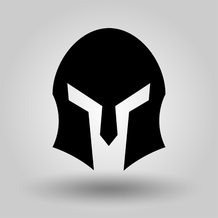Spartan Helmet full face silhouette, symbol of gladiator soldier or greek warrior or roman legionary, helmet hero sign, vectorのイラスト素材