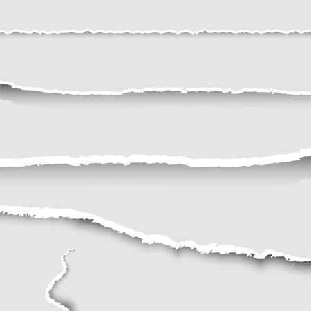 Set of torn paper, collection of pieces of torn paper with ripped edges and shadows, torn paper banners set, background, vectorのイラスト素材