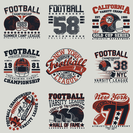 Set of Grunge Sport t-shirt graphic designs,  Vintage Sport print stamps, Sports wear typography emblems, Creative design, Vectorのイラスト素材