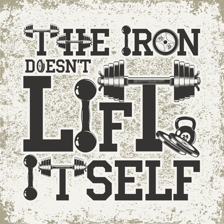 Vintage t-shirt graphic design,  grange print stamp, fitness typography emblem,  gym sports logo Creative design, Vectorのイラスト素材