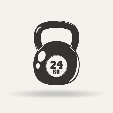 Fitness icon, kettlebell monochrome style on white background, vectorのイラスト素材