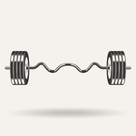 Fitness icon, ez-bar curl monochrome style on white background, vectorのイラスト素材