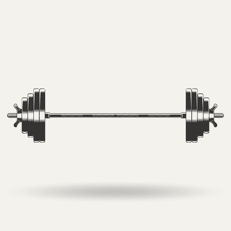 Fitness icon, barbell monochrome style on white background, vectorのイラスト素材