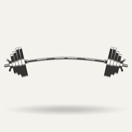 Fitness icon, barbell monochrome style on white background, vectorのイラスト素材