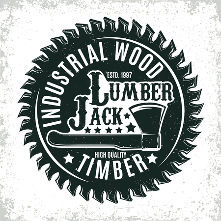 Vintage woodworking logo design,  grange print stamp, creative carpentry typography emblem, Vectorのイラスト素材
