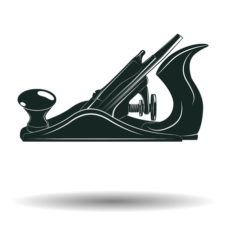 Monochrome jack plane sign or icon, element for woodworking emblem or logo, isolated on white background, vectorのイラスト素材