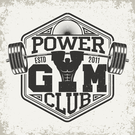 Vintage t-shirt graphic design,  grange print stamp, fitness typography emblem,  gym sports logo Creative design, Vectorのイラスト素材