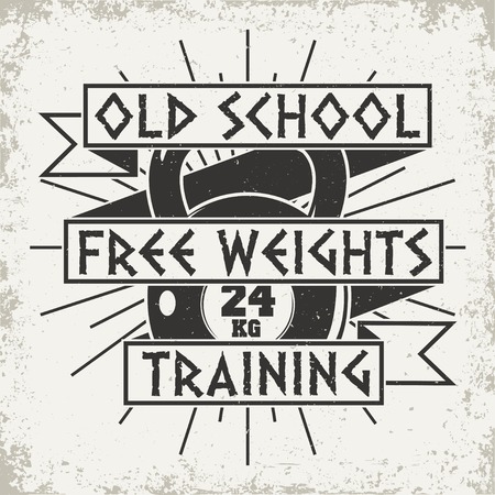 Vintage t-shirt graphic design,  grange print stamp, fitness typography emblem,  gym sports logo Creative design, Vectorのイラスト素材