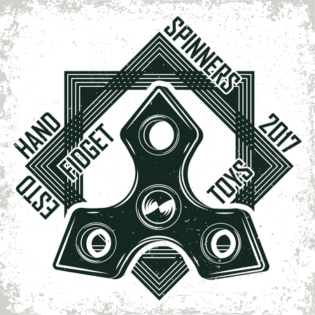 Vintage emblem of fidget spinner shop, hand spinner sign, creative design, vectorのイラスト素材