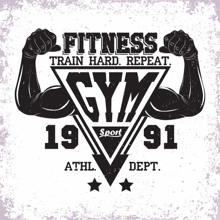 Vintage fitness t-shirt graphic design.のイラスト素材