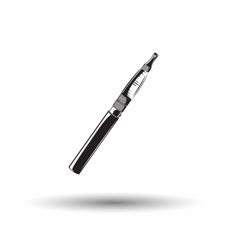 Monochrome vape icon, sign of electronic cigarette isolated on white background with shadow, vectorのイラスト素材