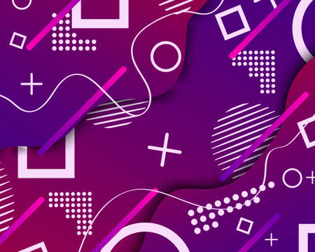Colorful abstract background, trendy minimal flat geometric pattern,  modern design, vivid gradient ...