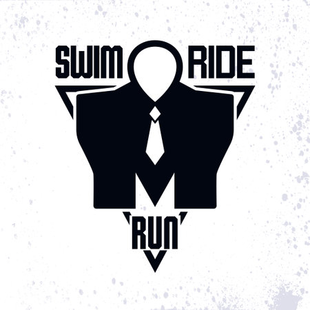 Vintage triathlon emblem designのイラスト素材