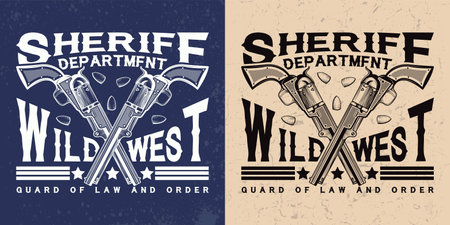 Vintage wild west tee shirt printのイラスト素材