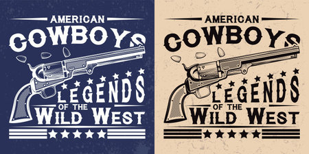 Vintage wild west tee shirt printのイラスト素材