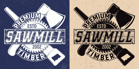 Vintage woodworking emblem designのイラスト素材