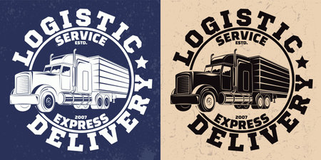Vintage truck service emblem designのイラスト素材