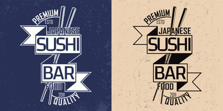 Vintage sushi bar logo or emblem designのイラスト素材