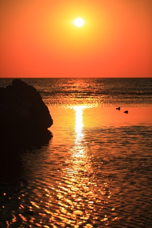 beautiful sunrise in Egypt during low tide timeの写真素材