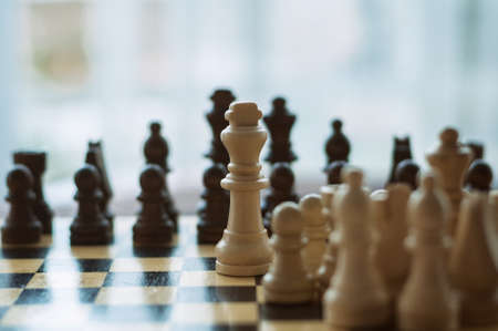 wooden chess on boardの写真素材