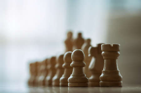 wooden chess on boardの写真素材