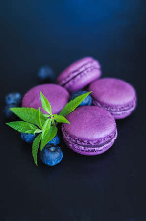 macaroons with blueberriesの写真素材