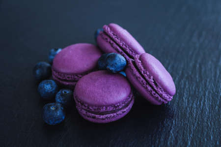 macaroons with blueberriesの写真素材
