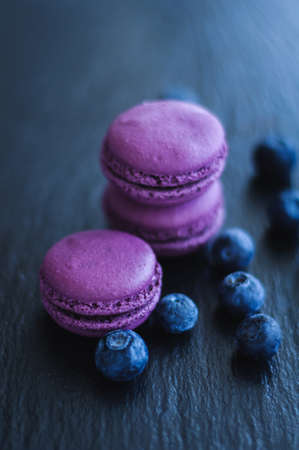 macaroons with blueberriesの写真素材