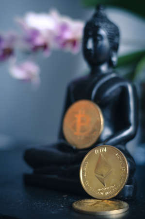 Buddha with bitcoin