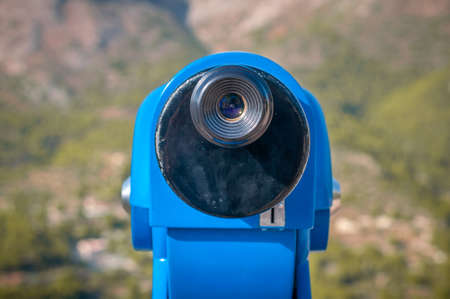 blue panoramic public binocular for panoramic view observeの写真素材