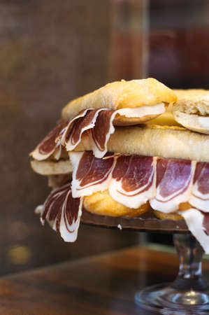 Hamon Serrano with bread in the form of a sandwichの写真素材