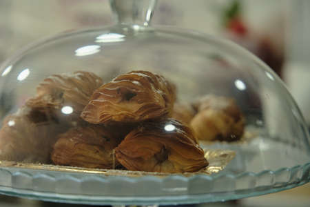 cookies in a cafe under glass