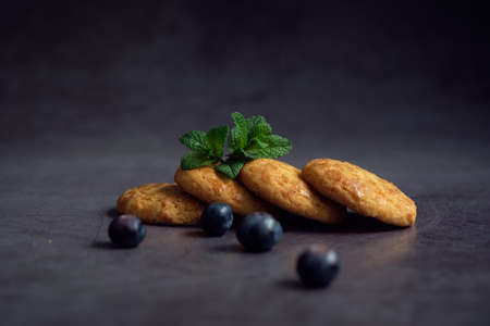 biscuits with blueberries and mint