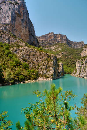 a beautiful lake between the rocksの写真素材
