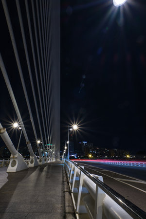 view of the night bridge valencia 30-08-2023の写真素材