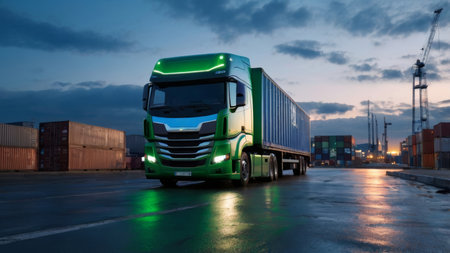 modern, eco-friendly semi-trailer truckの素材