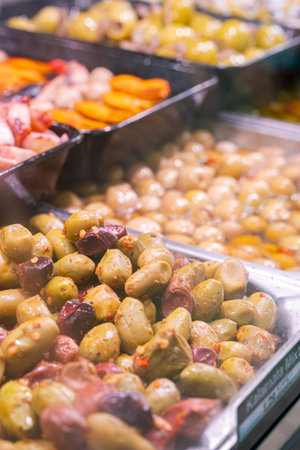 olives marinated in different waysの写真素材