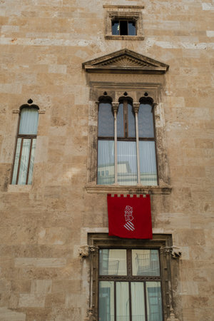 Facades of buildings on the streets of a European cityの写真素材