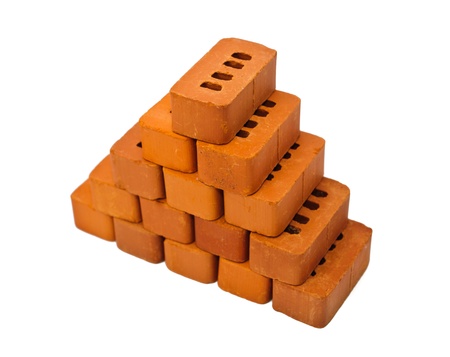 Small bricks for construction. Isolated on white backgroundの写真素材