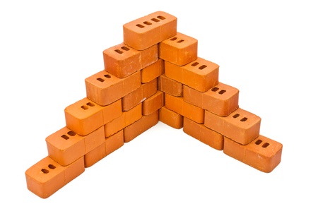Small bricks for construction. Isolated on white background